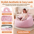 Stuffed Animal Storage Bean Bag Chair Cover, Soft Bean Bag Cover | Fluffy Faux Fur Stuffed Animal Storage Chair, Non-Slip Bottom, Fill with Plush Toys or Blankets, for Kids Teens Adults Girls