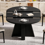 Einhomn 43"-59" Extendable Dining Room Table for 4-8 People, Oval Dining Table with Removable Leaves Space Saving, Round Expandable Kitchen Table for Dining Room Kitchen Living Room, Black