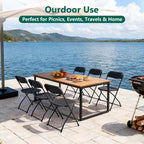 4 Pack Black Plastic Folding Chairs, Outdoor Portable Folding Chair with Steel Frame, 350lbs Capacity Stackable Foldable Chairs for Patio, Garden, Picnic, Kitchen, Events