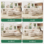 HONBAY Corduroy Ottoman, 31.5 Inch Square Ottoman Bench with Storage for Living Room, Beige