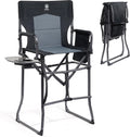 EVER ADVANCED Portable 30.7" Seat Height Tall Camping Directors Chair | Folding Chair High Foldable Bar Stool with Side Table for Makeup Artist, Sports Event, Craft Show, Supports 350LBS