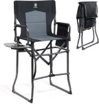 EVER ADVANCED Portable 30.7" Seat Height Tall Camping Directors Chair | Folding Chair High Foldable Bar Stool with Side Table for Makeup Artist, Sports Event, Craft Show, Supports 350LBS