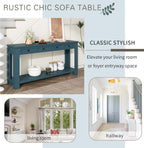 Merax Sofa Table with Storage Drawers and Bottom Shelf, Rustic Console Table with Thickened Legs, Long Entryway Table for Hallway & Living Room, Dark Blue