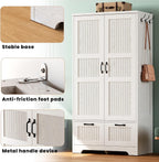 ANCTOR 71" Wooden Armoire Wardrobe Closet with 2 Drawers & Hanging Rod | Freestanding Clothing Storage Cabinet with 2 Doors and Shelves, White