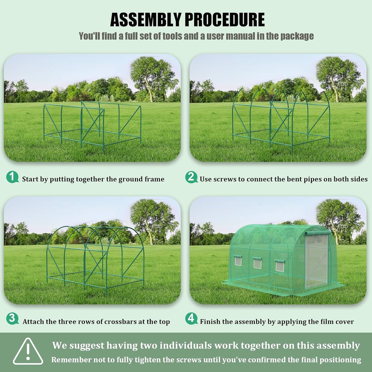 12x7x7 FT Greenhouse, Outdoor Walk-in GreenHouses with Screen Windows and Dual Zippered Door, Portable Waterproof Green Houses Tent for Outside Heavy Duty with Reinforced Frame #2