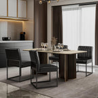 SIMTONAL Black Dining Chairs Set of 4, Modern Comfortable Upholstered Chairs, PU Leather Kitchen & Dining Room Chair with Black Finish Metal Frame
