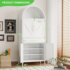 73”H Metal Arched Kitchen Pantry Cabinet with 1 Drawer, Farmhouse Pantry Cabinet with 4 Doors and 3 Adjustable Shelves for Kitchen, Dining Room, White