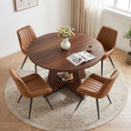 Miereirl Extendable Dining Table Set for 4-6, 47.24"-63" Round to Oval Dining Table Set with Upholstered Chairs, Hidden Storage Shelf, Kitchen & Dining Room Furniture for Apartment