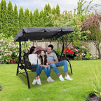 Swing Chair Canopy Replacement, 2 Seater Garden Seat Cover, Waterproof Windproof Anti-UV Heavy Duty Rip Proof Hammock Top Outdoor Furniture Covers (Grey, Small), Gray