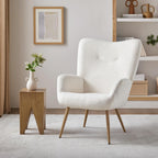 Yaheetech Barrel Chair, Fuzzy Accent Chair with High Back, White | Boucle Fabric Armchair with Soft Padded, Modern Vanity Chair, for Living Room Bedroom Makeup Room