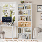 FOTOSOK 6-Tier Open Bookcase and Bookshelf, Freestanding Display Storage Shelves Tall Bookcase for Bedroom, Living Room and Office, White