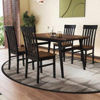 GIANTEX Wooden Dining Chairs Set of 4, Hollowed Backrest & Rubber Wood Seat | Farmhouse Kitchen Chair for Casual Dining, Rustic Wood Side Chairs for Home Living Room Restaurant, Black & Walnut