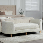 77" End of Bed Bench King Size,Chenille Extra Large Window Bench with 2 Pillows,End of Bed Couch,Upholstered Daybed Bench for Living Room(Beige,Ivory,White)