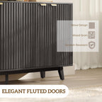 HOMCOM Sideboard Buffet Cabinet with Storage, 55" Fluted Modern Buffet Table Coffee Bar Console Cabinet with 2 Adjustable Shelves, 4 Doors for Dining Room, Living Room, Hallway, Dark Gray