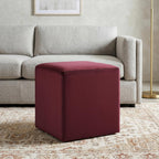 Studio Living® 18” Warren Ottoman Square Soft Velvet Bench, Stationary Ottomans, Backless Chair, Footrest for Living Room, Footstool Office, Bedroom, Padded Seat, Plum
