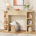 Hoctieon Fluted Console Table with Storage, Entryway Table with Side Storage Shelves, Narrow Sofa Tables Behind Couch, Hallway Tables for Living Room, Entrance, Foyer, Oak