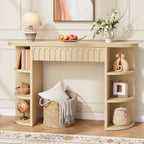 Hoctieon Fluted Console Table with Storage, Entryway Table with Side Storage Shelves, Narrow Sofa Tables Behind Couch, Hallway Tables for Living Room, Entrance, Foyer, Oak
