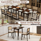 Giantex Dining Table for 2-4, 34" Rectangular Dinner Table with Solid Rubber Wood Frame, Space-Saving Kitchen Table for Small Space, Apartment, Living Room, Home Office (Walnut)