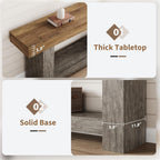 Garvee 63" Farmhouse 2-Tier Console Table for Entryway, Brown and Grey | Sofa Table with Storage, Sturdy U-Shaped Base, Long Entryway Table for Living Room, Easy Assembly