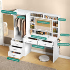 YITAHOME 59" Vanity Desk with Mirror & Lights | Makeup Vanity Table with Power Outlet, 3 Lighting Modes