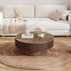 Round Coffee Table with Storage, Modern Wooden Coffee Table
