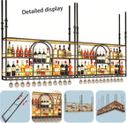 47.2in Industrial Black Metal floating Hanging Wine shelf, ceiling mounted wine rack height adjustable, Heavy Duty Metal Hanging Bottle Display for Home Bar, Kitchen, Restaurant (black, 120cm/47.2)