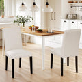 VECELO Dining Chairs Set of 2, Upholstered Fabric Wood Legs High Back for Kitchen Living Room, Beige