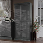 Palace Imports Solid Wood Kitchen Pantry - 71.5" H x 32" W Tall Storage Cabinet - with Adjustable Shelves & 2-Drawer Kit, Cupboard, Gray, 100% Renewable Eco-Friendly Wood, Made in Brazil
