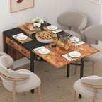 Folding Dining Table,Dining Room Table with Drawers,Industrial Extendable Table for 6-8 People,for Dining Room,Living Room,Restaurant,Saving Space