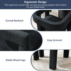 Modern Dining Chair Set of 2 / Living Room Chairs, Fabric Armchair, Upholstered Barrel Chair for Living Room Kitchen Reception (Black Teddy, Set of 6)