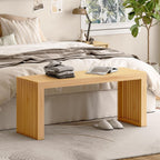 Bamboo Dining Bench, 35-inch Sleek Design Entryway Shoe Rack Bench, Indoor Kitchen Table Bench, Waterproof Outdoor Bench, Natural