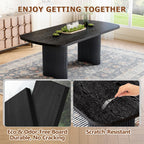 Dining Table Set for 8, 79'' Large Modern Rectangular Dining Room Table with 8 Velvet Chairs, Black Wood Finish, Reinforced Pedestal Base & Thick Tabletop, Stable Design for Home Dining