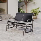 Outsunny 2-Person Outdoor Glider Bench with Steel Frame, Black | Double Swing Rocking Chair, Loveseat, for Outside Patio, Backyard, Garden, Porch, Powder Coated