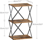 3-Tier End Table Small Side Table Tall Bedside Night Stand with Storage Sofa Side desks for Living Room Bedroom Office Bathroom Small Space Rustic Brown ET-03RB