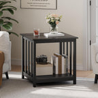 Treocho Large End Tables Living Room Set of 2 with Storage Shelf