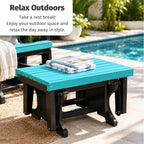 DutchCrafters Ottoman – Amish Made, HDPE Outdoor, Weather Resistant Patio Footrest Furniture for Porch, Deck & Backyard Relaxation, Weatherwood & Black