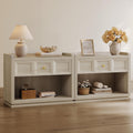 SICOTAS 31" Wide Nightstands Set of 2, Large Night Stands with Drawer | Oversized King Size Nightstand Bedside Table for Bedroom, Farmhouse End Side Table Set of 2 with Round Corners,Grey White Oak