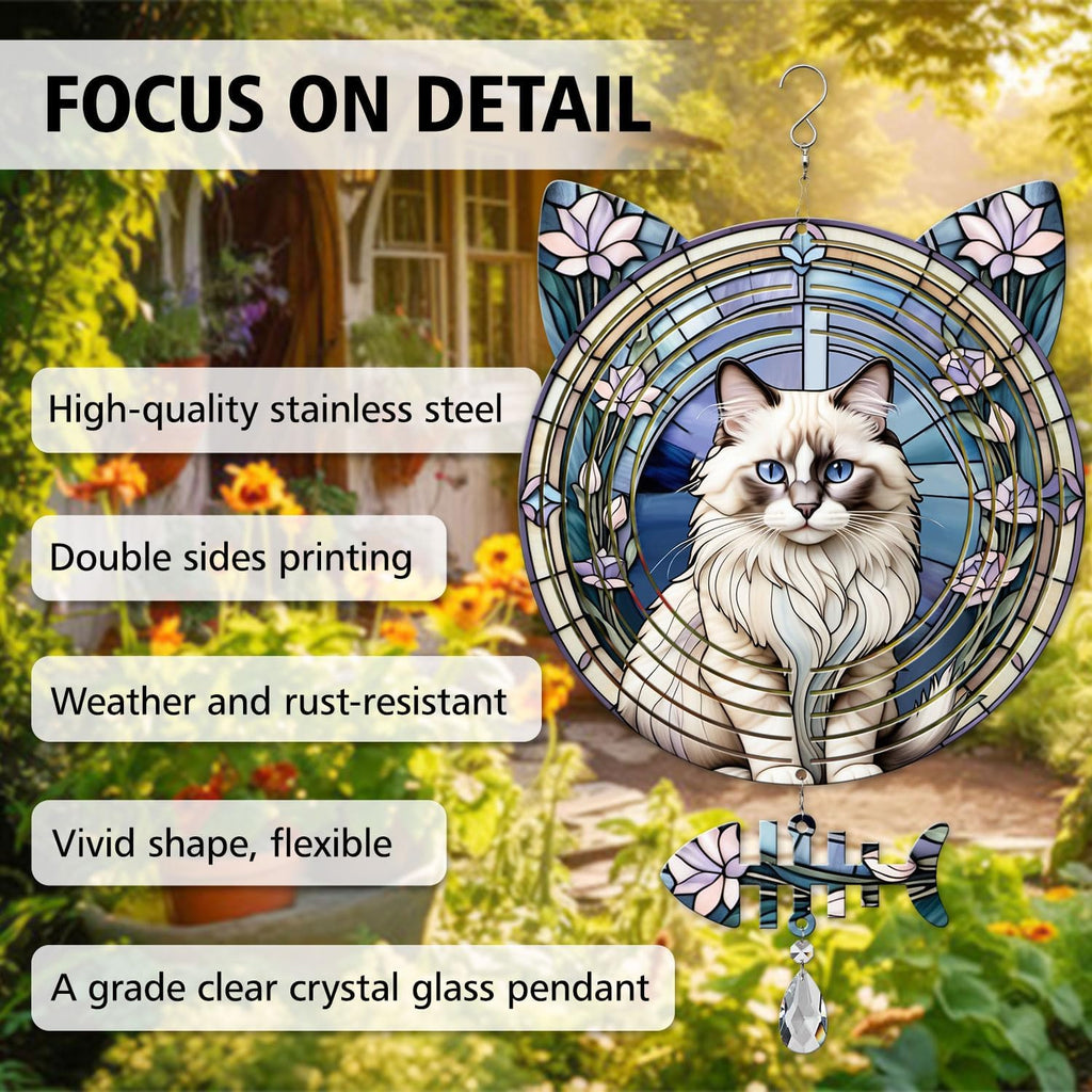 Ragdoll Cat Wind Spinner, Ragdoll Cat Wind Spinner Hanging for Yard and Garden