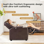 ANJ Power Home Theater Seating, PU Leather Electric Recliner Chair with Adjustable Headrest, Dual Motors Movie Reclining Chairs with LED Lights,USB Port, Cup Holders, Hidden Arm Storage (Brown)