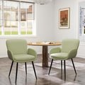VKNOW Modern Faux Leather Dining Chairs Set of 2 with Armrest, Green | Armed Dining Room Chairs with Metal Legs, Kitchen Chairs for Restaurant Kitchen Living Room