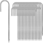 12 inches Tent Stakes Heavy Duty 34-Pack, 5/16" Diameter J Hook Fence Stakes Rebar Ground Stake for Inflatables, Tarp, Yard Lawn Outdoor Decoration