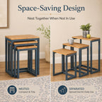 Nesting Table Set of 3, Firwood Tops and Iron Frames | Firwood tops and iron frames, 3-piece nesting table set for living rooms