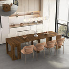 KEIKI Extendable Foldable Dining Table 29.9" to 108.7", Expandable Wooden Console Table for 1–10 People, Space Saving Multifunctional Kitchen Dining Desk, Rectangle Table for Small Spaces, Brown