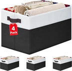 Criusia Large Storage Bins for Shelves 4 Pack, Closet Storage Baskets for Clothes Blanket Beddings Towels, Collapsible Fabric Closet Organizer Bins with Handles/ Laundry Room Organization