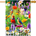 Spring Summer Humming bird House Flag Birds Floral Garden Flags 28x40 Double Sided, Large Yard Flags for Outside Decoration