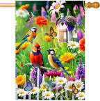 Spring Summer Humming bird House Flag Birds Floral Garden Flags 28x40 Double Sided, Large Yard Flags for Outside Decoration