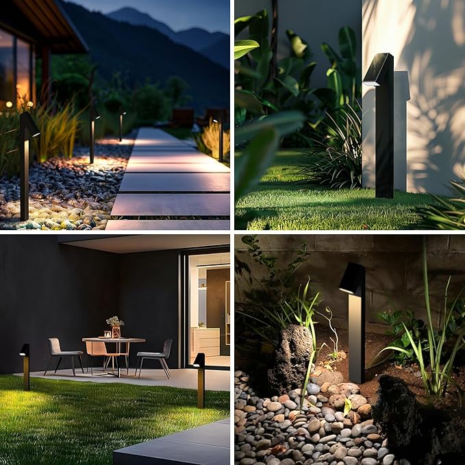 Solar Walkway Light, Dimmable Metal Solar Pathway Light Outdoor IP65 Waterproof, 3000K 500LM Solars Yard Lights for Yard Garden Patio Landscape Lawn