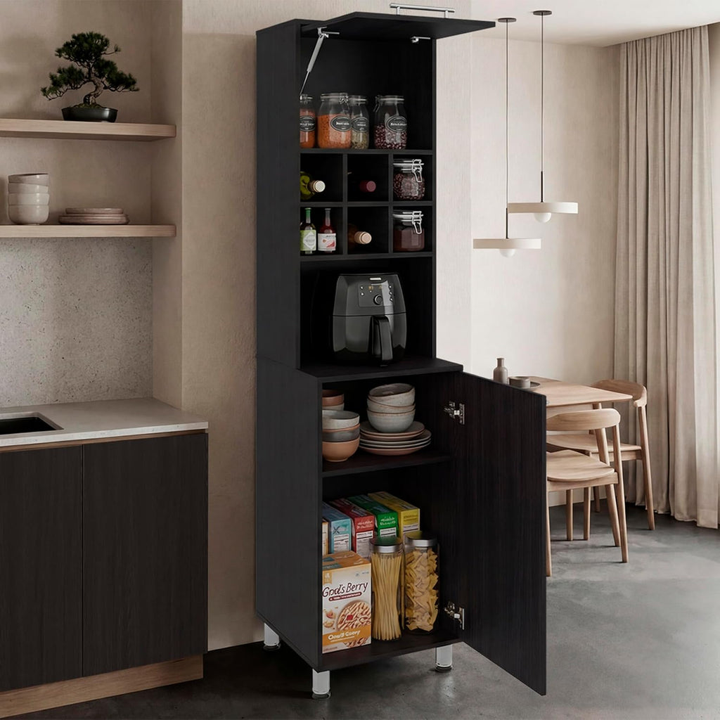 Attica Tall Kitchen Pantry Cabinet, 80.3" High Freestanding Double Door Storage Cabinet with 6 Cubbies and 4 Shelves, Modern Large Kitchen Storage Cabinet for Kitchen and Dining Room, Dark Brown