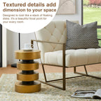 Glitzhome Gold Floating Disks Side Table & Accent Stool - 18" H Modern Antique End Table, Durable MGO Fiberglass Desk for Living Room, Holds 220 lbs, Multi-Functional & Easy to Clean