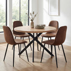 Round Dining Table Set for 4, Round Kitchen Dining Table and Chairs Set for 4,46.5" Modern Dining Room Table Set for 4 with Upholstered Chairs for Small Space Kitchen Office Cafe Apartment